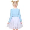 Sunny Fashion Girls Dress Daisy Embroidered Long Sleeve Purple Party Dress Smile(Rainbow Sky Blue)