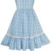 Sunny Fashion Girls Dress Denim Blue Bell Sleeve Ruffled Skirt Easter Dress