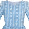 Sunny Fashion Girls Dress Denim Blue Bell Sleeve Ruffled Skirt Easter Dress