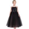 Sunny Fashion Girls Dress Glitter Sequin Wedding Bridesmaid Pageant Size 4-14(Black)