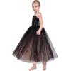 Sunny Fashion Girls Dress Glitter Sequin Wedding Bridesmaid Pageant Size 4-14(Black)