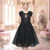 Sunny Fashion Girls Dress Glitter Sequin Wedding Bridesmaid Pageant Size 4-14(Black Puff Sleeve)