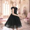 Sunny Fashion Girls Dress Glitter Sequin Wedding Bridesmaid Pageant Size 4-14(Black Puff Sleeve)