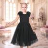 Sunny Fashion Girls Dress Glitter Sequin Wedding Bridesmaid Pageant Size 4-14(Black Puff Sleeve)
