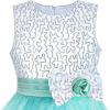 Sunny Fashion Girls Dress Glitter Sequin Wedding Bridesmaid Pageant Size 4-14(Blue)