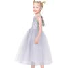 Sunny Fashion Girls Dress Glitter Sequin Wedding Bridesmaid Pageant Size 4-14(Gray Tulle)