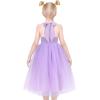 Sunny Fashion Girls Dress Glitter Sequin Wedding Bridesmaid Pageant Size 4-14(Purple Tulle)