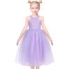 Sunny Fashion Girls Dress Glitter Sequin Wedding Bridesmaid Pageant Size 4-14(Purple Tulle)