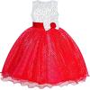 Sunny Fashion Girls Dress Glitter Sequin Wedding Bridesmaid Pageant Size 4-14(Red)