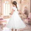 Sunny Fashion Girls Dress Glitter Sequin Wedding Bridesmaid Pageant Size 4-14(White Puff Sleeve)