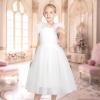Sunny Fashion Girls Dress Glitter Sequin Wedding Bridesmaid Pageant Size 4-14(White Puff Sleeve)