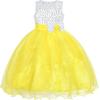 Sunny Fashion Girls Dress Glitter Sequin Wedding Bridesmaid Pageant Size 4-14(Yellow)