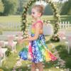 Sunny Fashion Girls Dress Halloween Pumpkin Ghost Costume Tank Dress Size 4-10(Over the Rainbow)