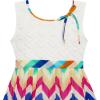 Sunny Fashion Girls Dress Lace Bodice Multicolor Wave Rainbow Striped Size 7-14