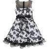 Sunny Fashion Girls Dress Lace Tulle Flower Transparent Shoulder Black