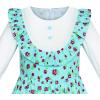 Sunny Fashion Girls Dress Pink Flower Long Sleeve Cotton Casual Dress Size 4-8(Blue)