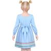 Sunny Fashion Girls Dress Pink Flower Long Sleeve Cotton Casual Dress Size 4-8(Blue Apple)