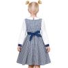 Sunny Fashion Girls Dress Pink Flower Long Sleeve Cotton Casual Dress Size 4-8(Blue Plaid)