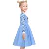 Sunny Fashion Girls Dress Pink Flower Long Sleeve Cotton Casual Dress Size 4-8(Blue Ruler Print)