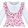 Sunny Fashion Girls Dress Pink Flower Long Sleeve Cotton Casual Dress Size 4-8(Pink)