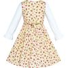 Sunny Fashion Girls Dress Pink Flower Long Sleeve Cotton Casual Dress Size 4-8(Yellow)