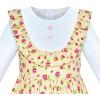 Sunny Fashion Girls Dress Pink Flower Long Sleeve Cotton Casual Dress Size 4-8(Yellow)