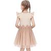 Sunny Fashion Girls Dress Pink Sequin Wedding Hi-Low Tulle Skirt Tutu Flutter Sleeve(Beige Brown)