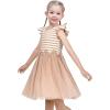 Sunny Fashion Girls Dress Pink Sequin Wedding Hi-Low Tulle Skirt Tutu Flutter Sleeve(Beige Brown)