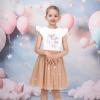 Sunny Fashion Girls Dress Pink Sequin Wedding Hi-Low Tulle Skirt Tutu Flutter Sleeve(Beige Unicorn)