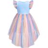 Sunny Fashion Girls Dress Pink Sequin Wedding Hi-Low Tulle Skirt Tutu Flutter Sleeve(Blue)