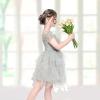 Sunny Fashion Girls Dress Pink Sequin Wedding Hi-Low Tulle Skirt Tutu Flutter Sleeve(Gray)