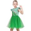Sunny Fashion Girls Dress Pink Sequin Wedding Hi-Low Tulle Skirt Tutu Flutter Sleeve(Green)