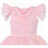 Sunny Fashion Girls Dress Pink Sequin Wedding Hi-Low Tulle Skirt Tutu Flutter Sleeve(Light Pink)