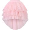 Sunny Fashion Girls Dress Pink Sequin Wedding Hi-Low Tulle Skirt Tutu Flutter Sleeve(Light Pink)