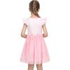 Sunny Fashion Girls Dress Pink Sequin Wedding Hi-Low Tulle Skirt Tutu Flutter Sleeve(Light Pink Striped)
