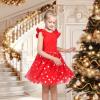 Sunny Fashion Girls Dress Pink Sequin Wedding Hi-Low Tulle Skirt Tutu Flutter Sleeve(Red Dot)
