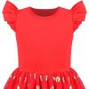 Sunny Fashion Girls Dress Pink Sequin Wedding Hi-Low Tulle Skirt Tutu Flutter Sleeve(Red Dot)