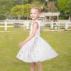 Sunny Fashion Girls Dress Pink Sequin Wedding Hi-Low Tulle Skirt Tutu Flutter Sleeve(White Star)