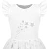Sunny Fashion Girls Dress Pink Sequin Wedding Hi-Low Tulle Skirt Tutu Flutter Sleeve(White Star)