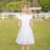 Sunny Fashion Girls Dress Pink Sequin Wedding Hi-Low Tulle Skirt Tutu Flutter Sleeve(White Star)