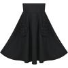 Sunny Fashion Girls Dress Pink Solid A-line Vintage Puff Sleeve Spring Summer(Black)
