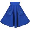 Sunny Fashion Girls Dress Pink Solid A-line Vintage Puff Sleeve Spring Summer(Blue)
