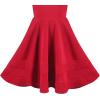 Sunny Fashion Girls Dress Pink Solid A-line Vintage Puff Sleeve Spring Summer(Red)