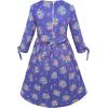 Sunny Fashion Girls Dress Purple Flower 3/4 Sleeve Princess Party Dress