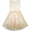 Sunny Fashion Girls Dress Purple Flower White Tulle Pleated Wedding Party(Beige)