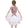 Sunny Fashion Girls Dress Purple Flower White Tulle Pleated Wedding Party(Floral White)