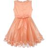 Sunny Fashion Girls Dress Purple Flower White Tulle Pleated Wedding Party(Light Salmon)