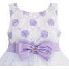 Sunny Fashion Girls Dress Purple Flower White Tulle Pleated Wedding Party(Purple)