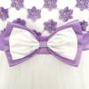 Sunny Fashion Girls Dress Purple Flower White Tulle Pleated Wedding Party(White and Purple)