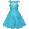 Sunny Fashion Girls Dress Purple Off Shoulder Hi-Low Skirt Bridesmaid Size 7-14(Blue)